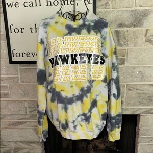 Gildan Yellow and Gray Tie-Dye Sweatshirt Iowa Hawkeyes